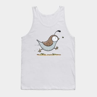 Cute running californian quail cartoon illustration Tank Top